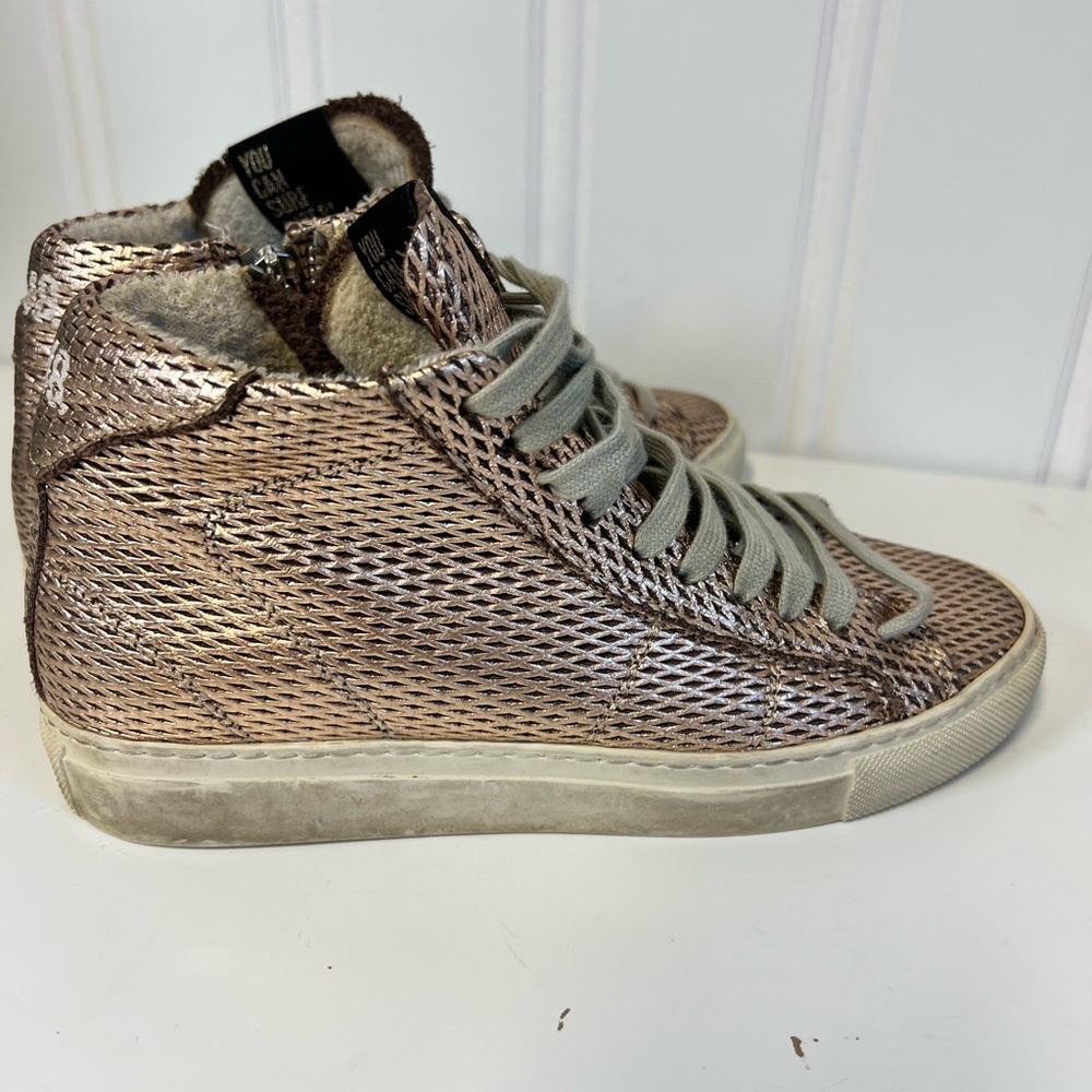 P448 Women's Bronze/ Rose Gold High-Top Sneakers Size 35 - Picture 5 of 9